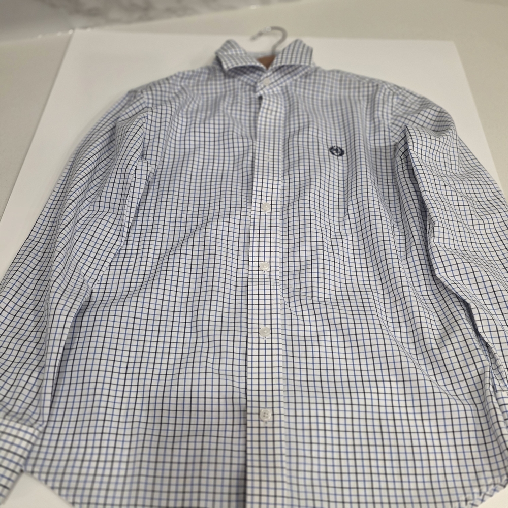 Lauren Ralph Lauren Kids Button-Up Shirt Blue Check Dress Shirt Size 12 - Picture 3 of 16